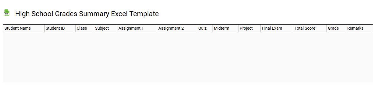 High school grades summary Excel template