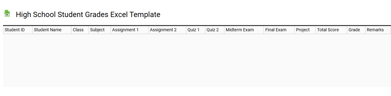 High school student grades Excel template