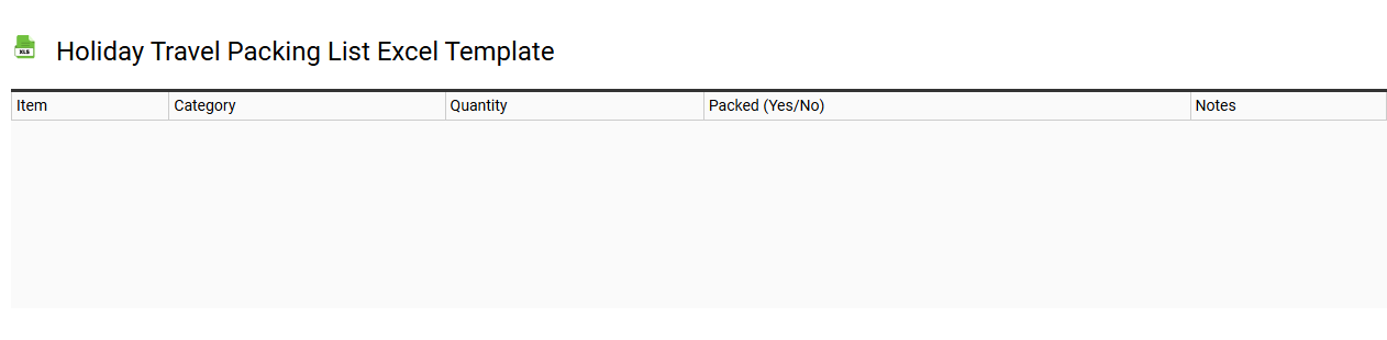 Holiday travel packing list Excel template