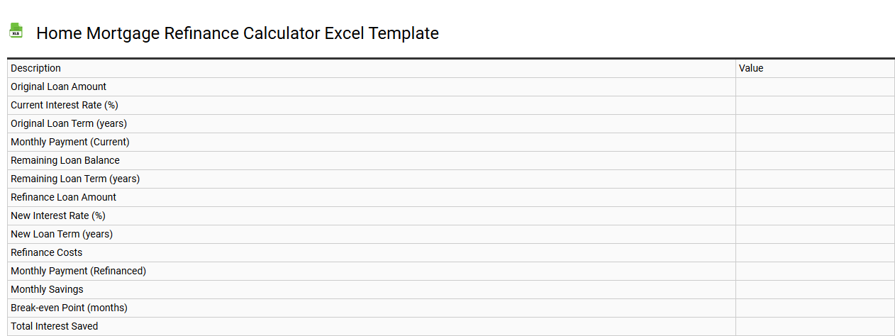Home mortgage refinance calculator Excel template