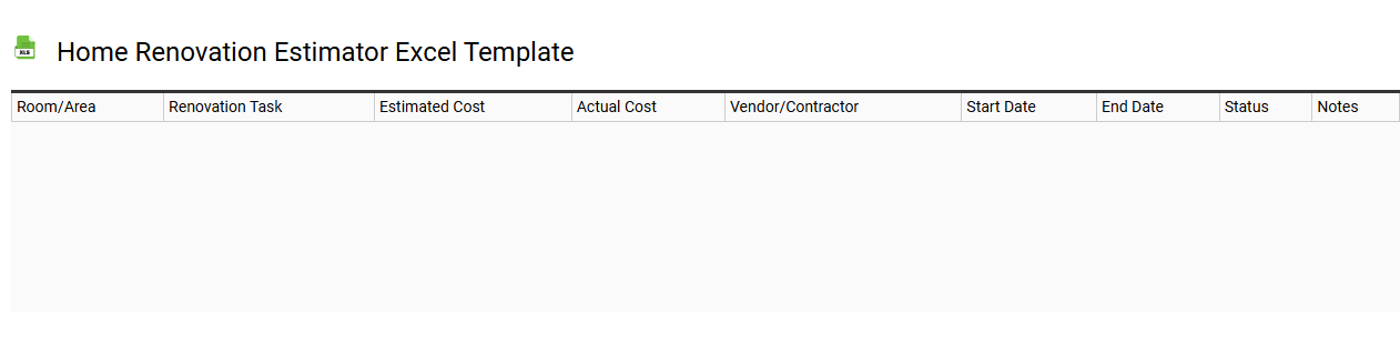 Home renovation estimator Excel template