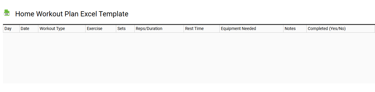 Home workout plan Excel template