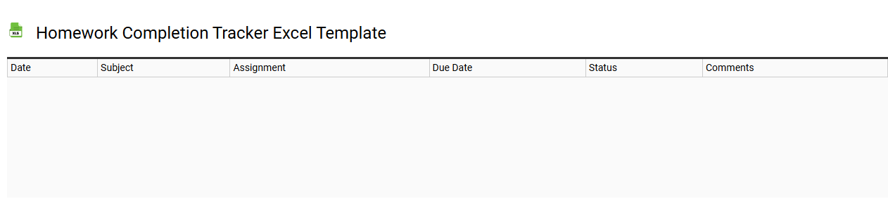 Homework completion tracker Excel template