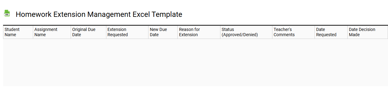 Homework extension management Excel template