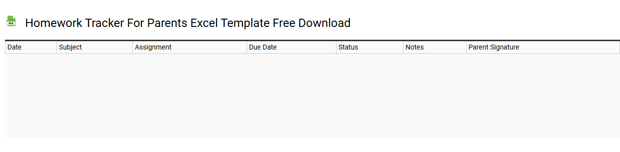 Homework tracker for parents Excel template free download