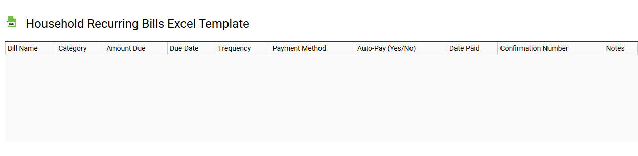 Household recurring bills Excel template