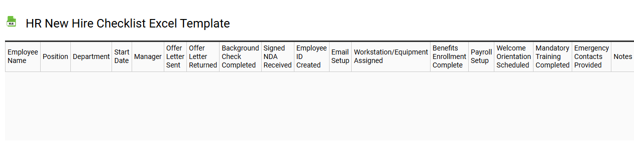 HR new hire checklist Excel template