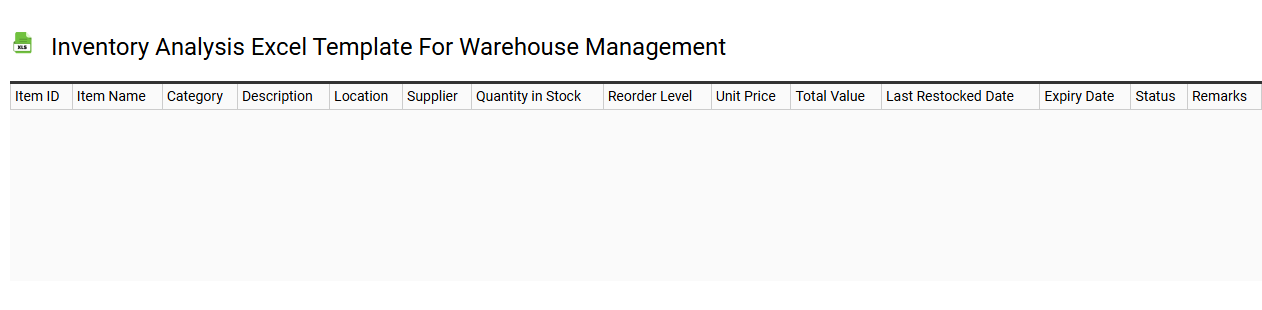 Inventory analysis Excel template for warehouse management