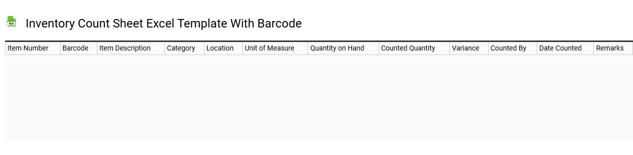 Inventory count sheet Excel template with barcode