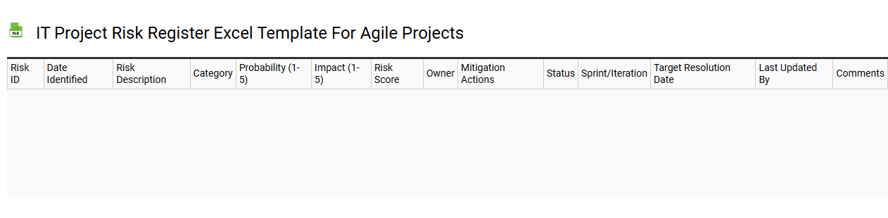 IT project risk register Excel template for agile projects