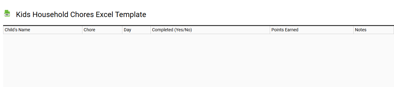 Kids household chores Excel template