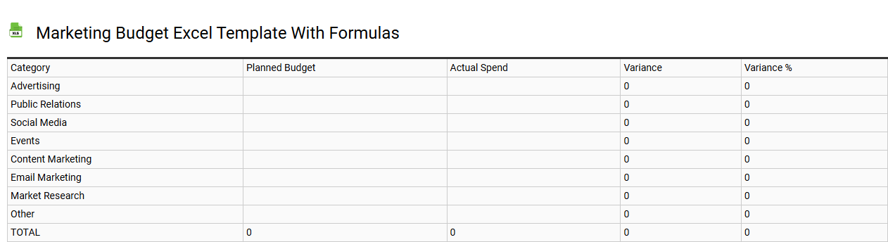 Marketing budget Excel template with formulas