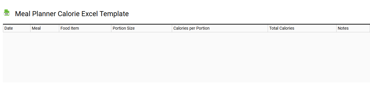 Meal planner calorie Excel template