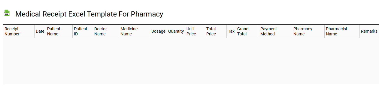 Medical receipt Excel template for pharmacy