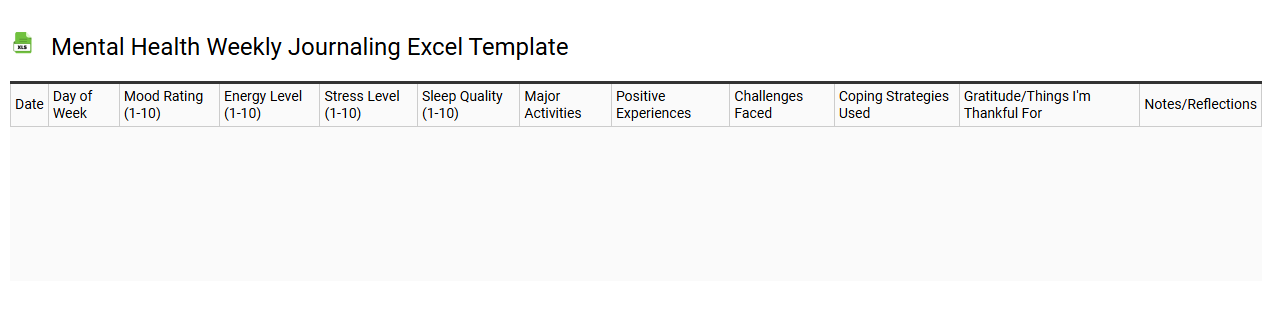 Mental health weekly journaling Excel template