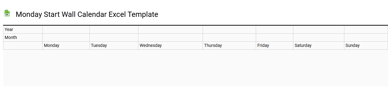 Monday start wall calendar Excel template