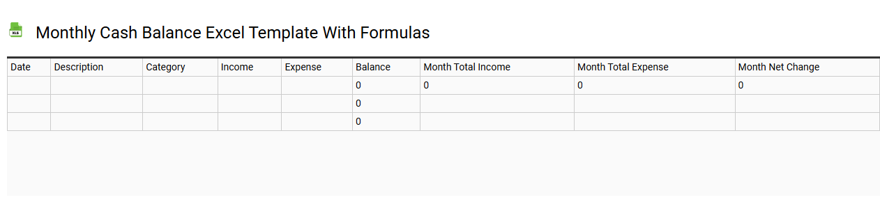 Monthly cash balance Excel template with formulas