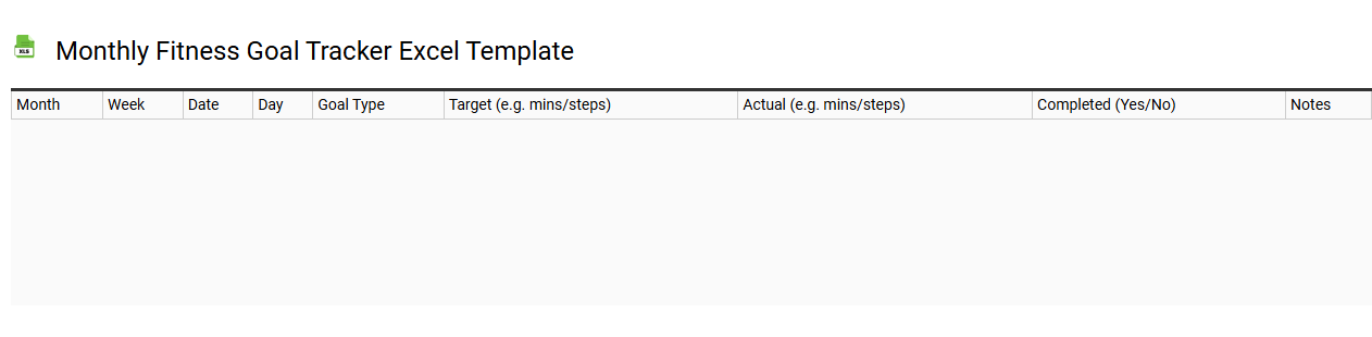 Monthly fitness goal tracker Excel template