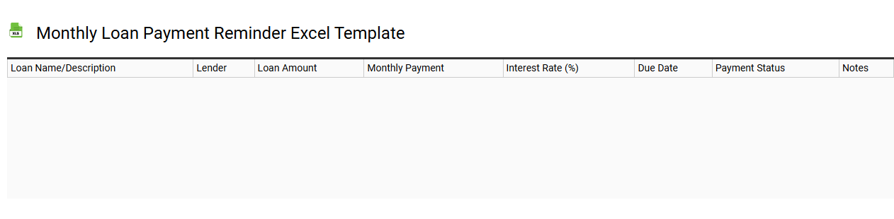 Monthly loan payment reminder Excel template