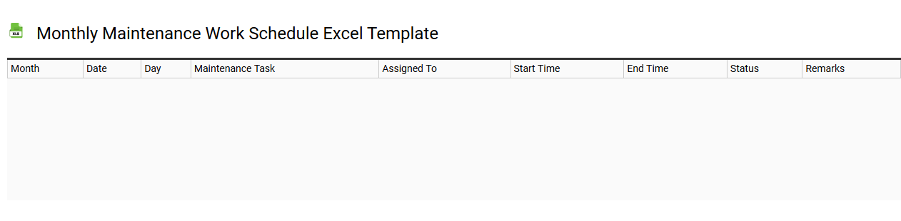 Monthly maintenance work schedule Excel template