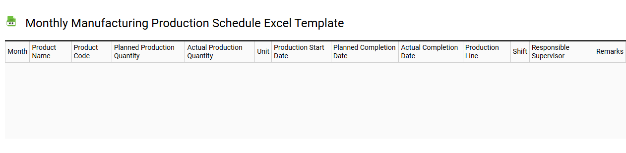 Monthly manufacturing production schedule Excel template
