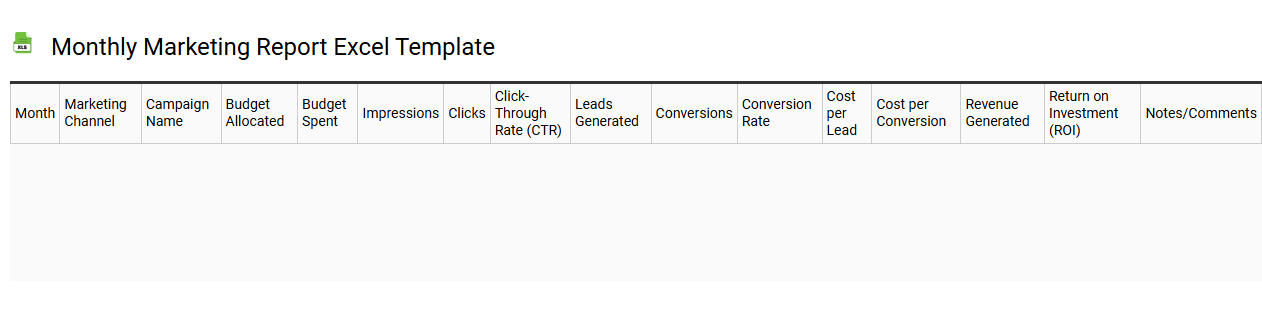 Monthly marketing report Excel template