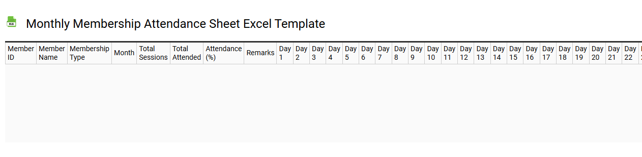 Monthly membership attendance sheet Excel template