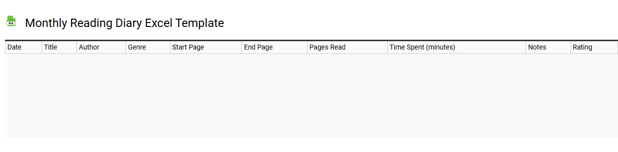 Monthly reading diary Excel template