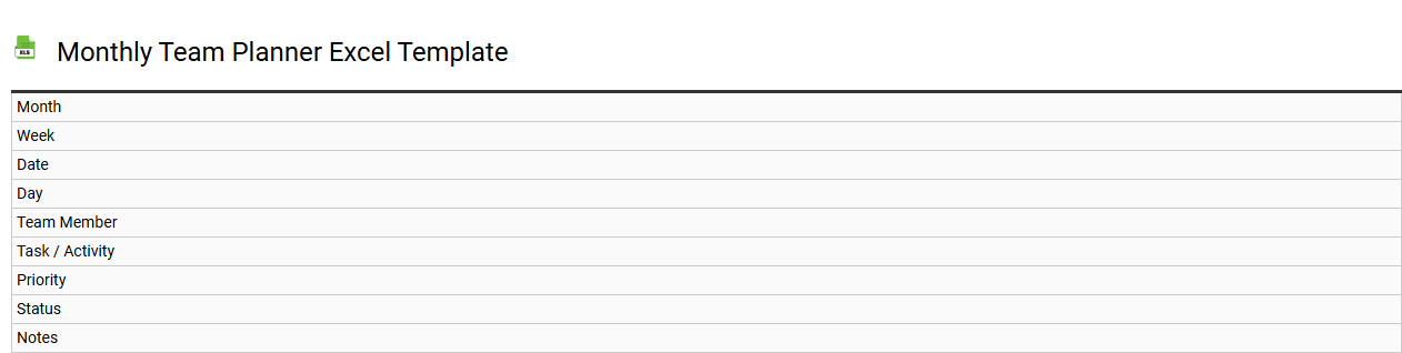 Monthly team planner Excel template