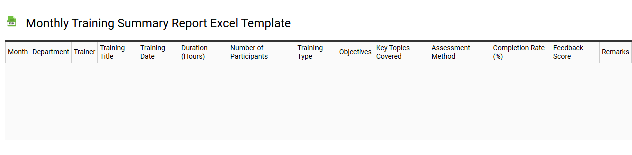 Monthly training summary report Excel template