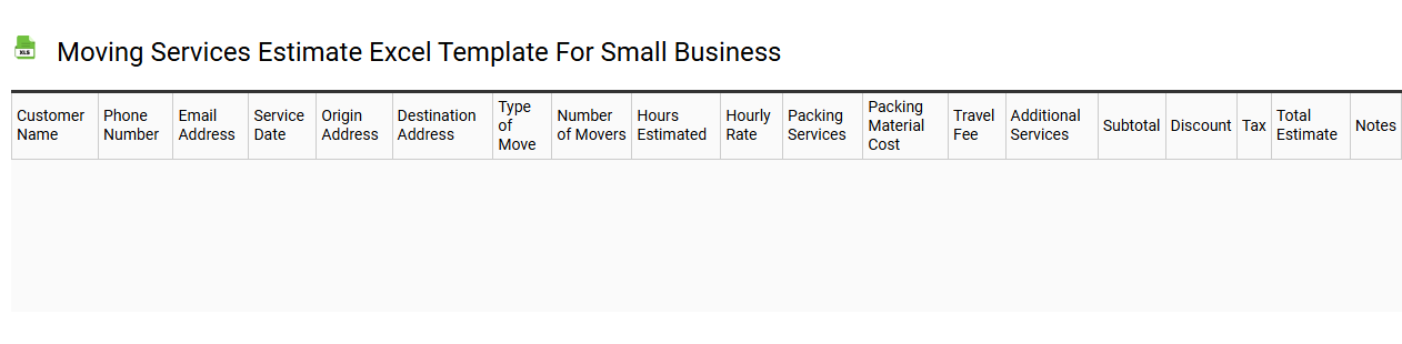 Moving services estimate Excel template for small business