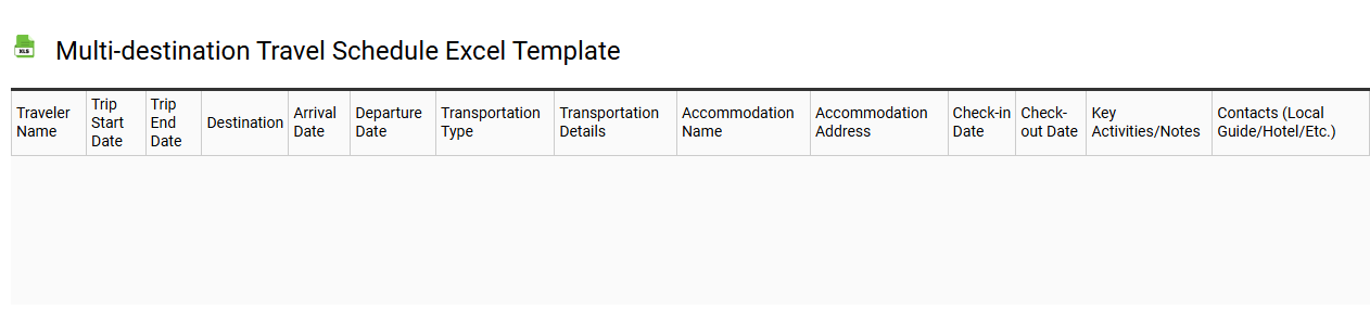 Multi-destination travel schedule Excel template