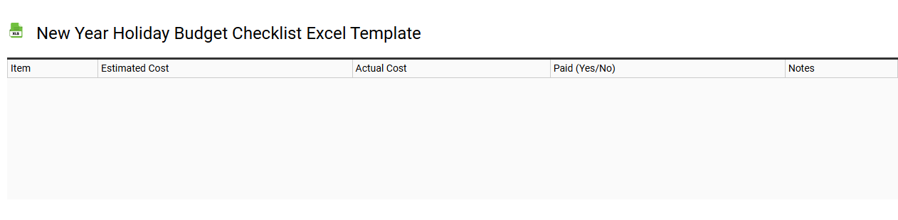 New Year holiday budget checklist Excel template