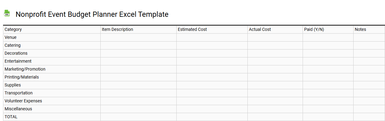 Nonprofit event budget planner Excel template
