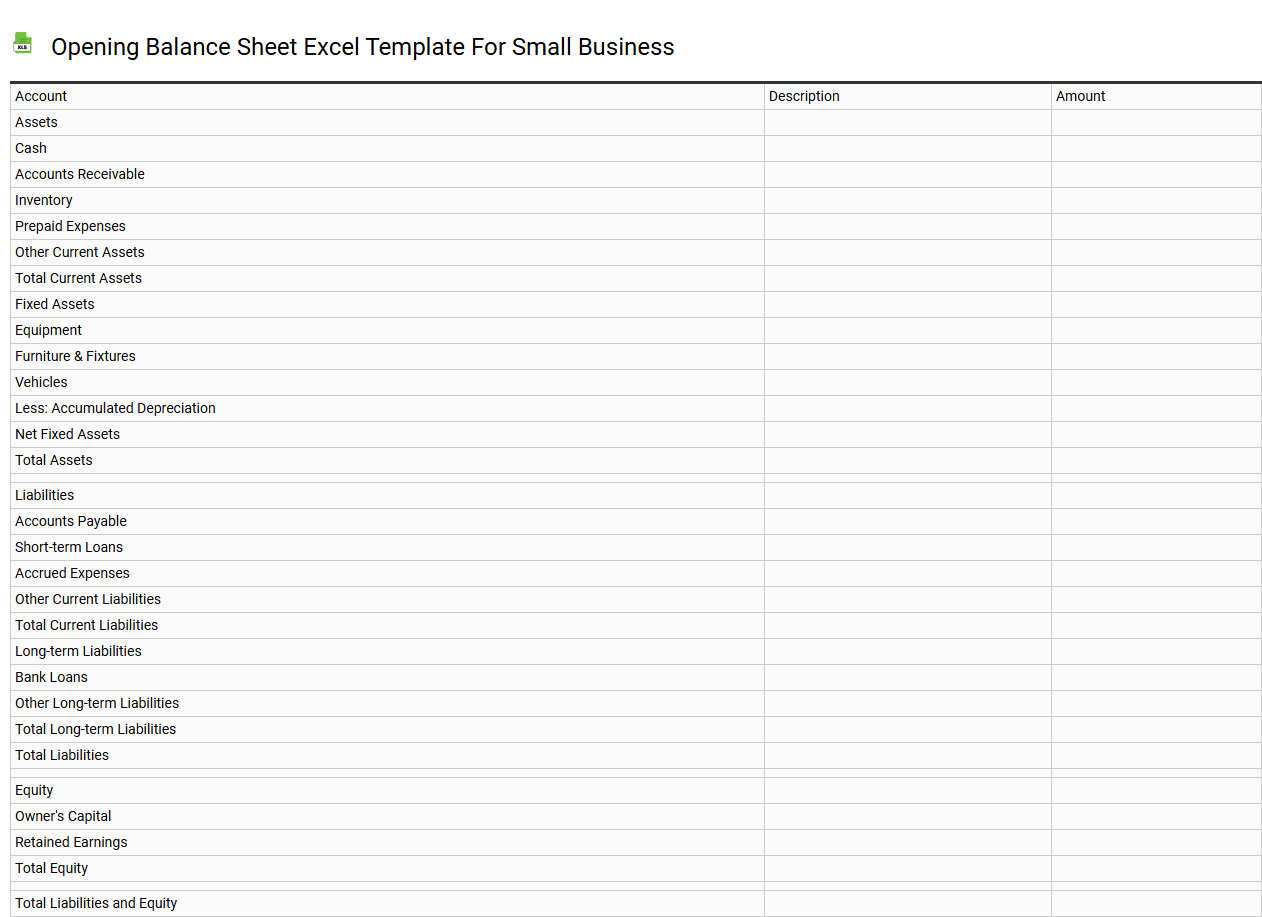 Opening balance sheet Excel template for small business