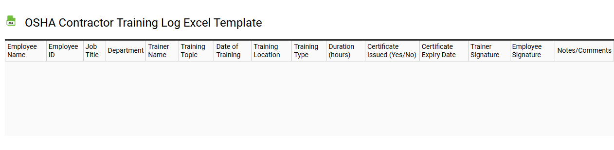 OSHA contractor training log Excel template