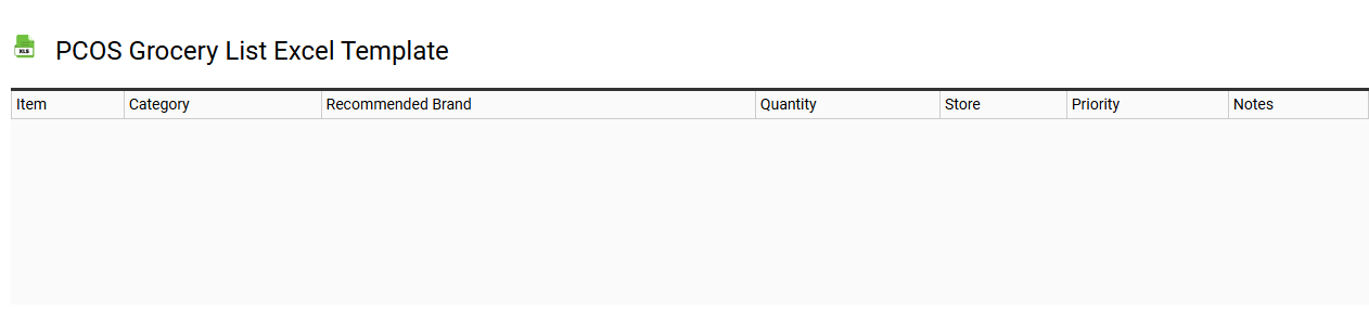 PCOS grocery list Excel template