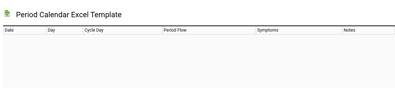 Period calendar Excel template