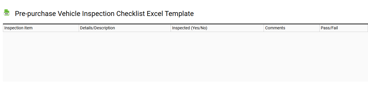 Pre-purchase vehicle inspection checklist Excel template
