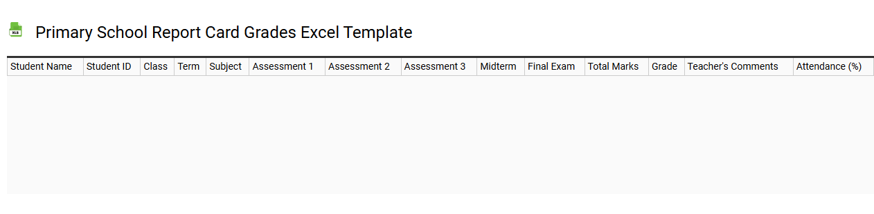 Primary school report card grades Excel template