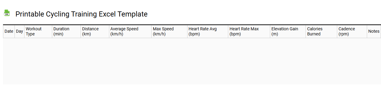 Printable cycling training Excel template