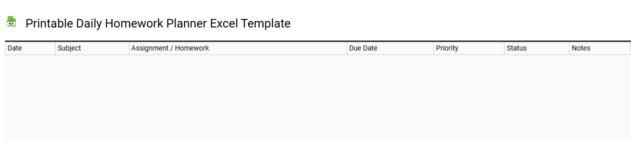 Printable daily homework planner Excel template