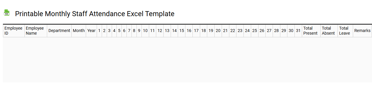 Printable monthly staff attendance Excel template