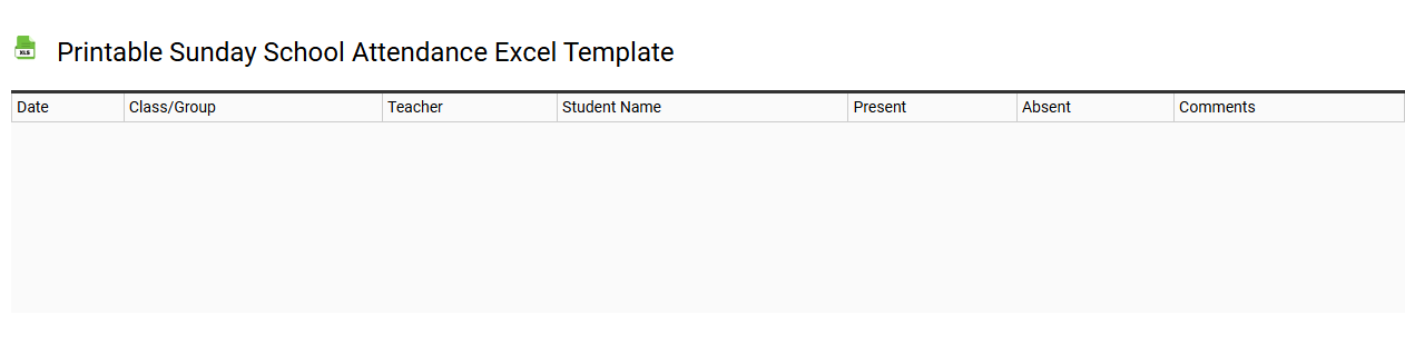 Printable Sunday school attendance Excel template
