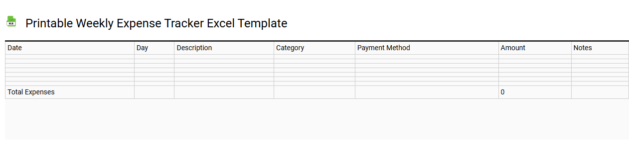 Printable weekly expense tracker Excel template