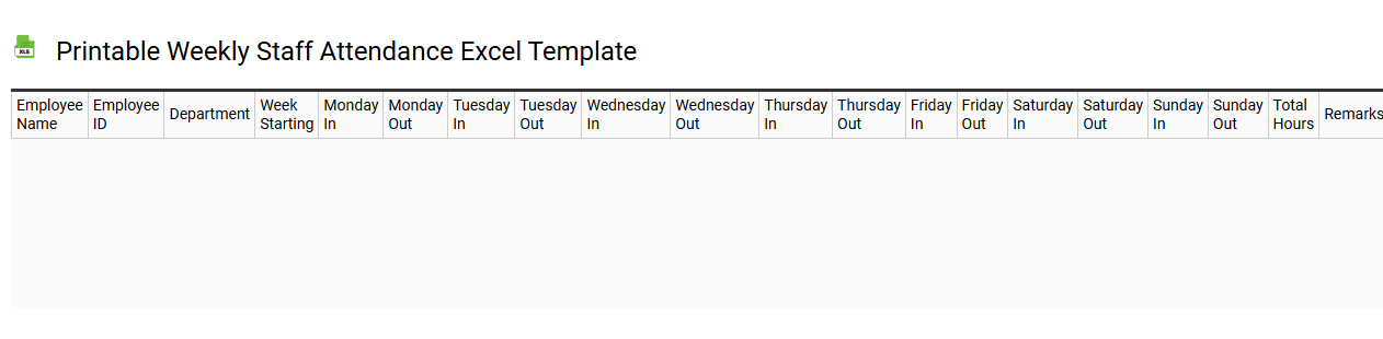 Printable weekly staff attendance Excel template