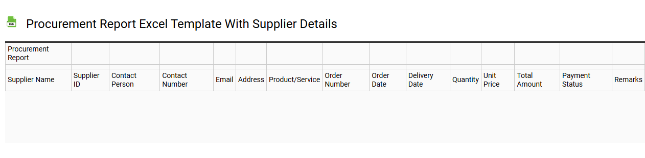 Procurement report Excel template with supplier details