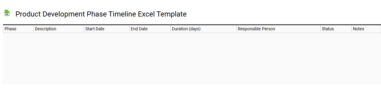 Product development phase timeline Excel template