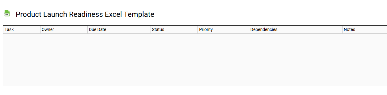 Product launch readiness Excel template