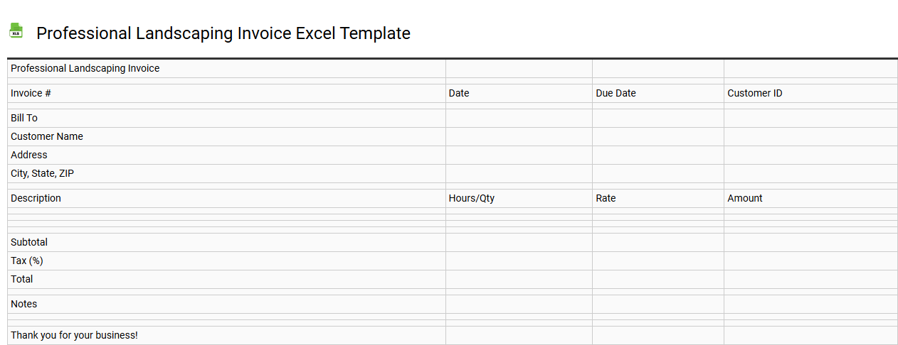 Professional landscaping invoice Excel template